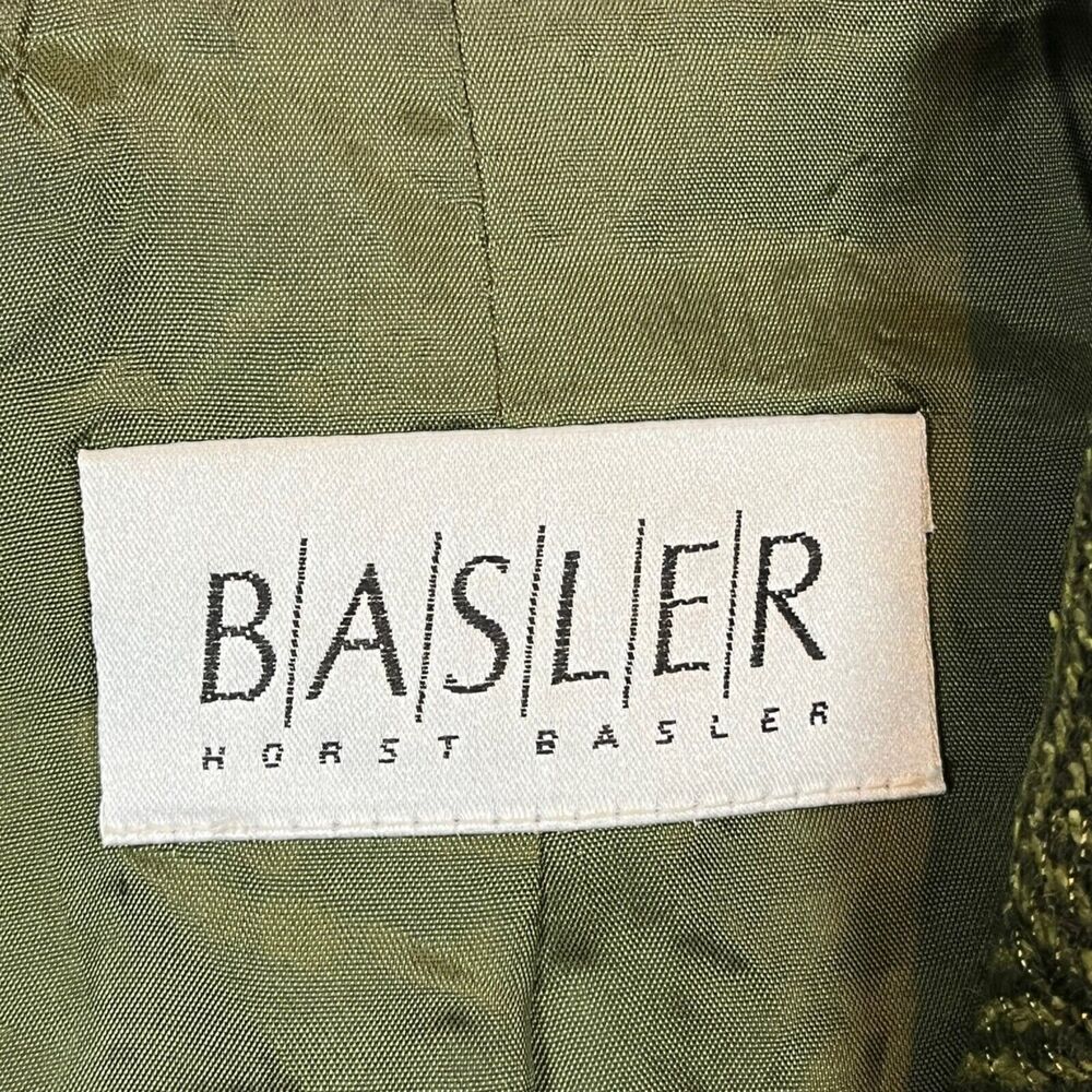 Basler Blazer Vintage Green Herringbone Tweed Retro Sz 46 or 1X Women's 3 Button - Picture 2 of 16